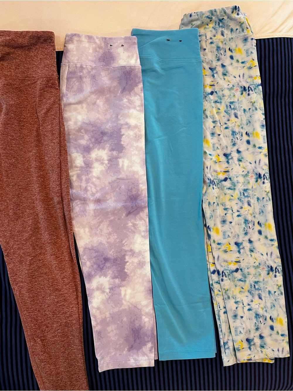 J. Crew Women’s Capris Pack - Teal, Lavender Tie-Dye, Multicolor Splash, Rust
